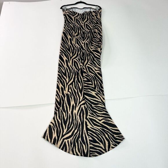 Jessica McClintock Gunne Sax Maxi Dress Gown Women's 11 Zebra Strapless Retro - Picture 9 of 15
